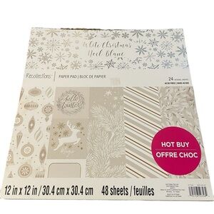 White Christmas Recollections, Paper Pad, “24 Designs, 48 Acid Free Ca…